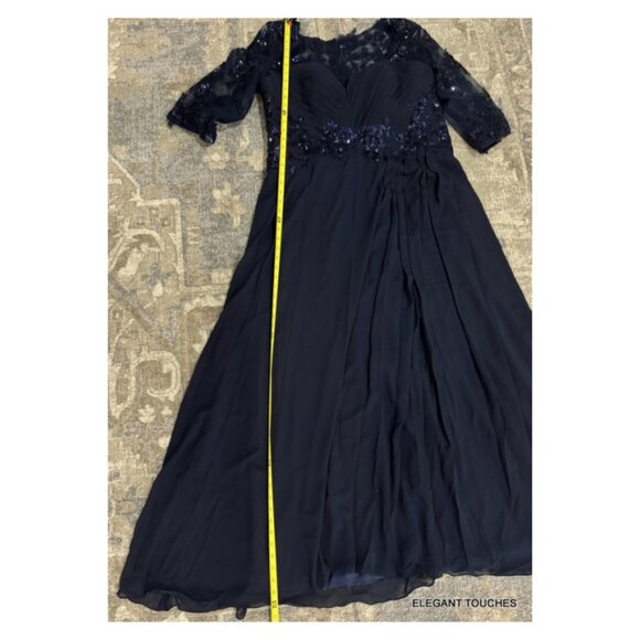 Women's Plus Evening Gown Sequined Lace Dress 20W Navy Blue Ruched Slimming 2XL - Picture 13 of 16